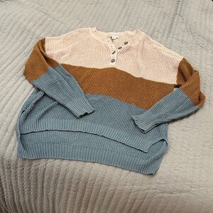 American Eagle Outfitters Taupe Knit Henley Waffle Shirt